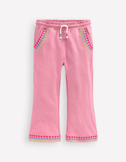 Embroidered Kickflare Joggers-Pink Haze Embroidery