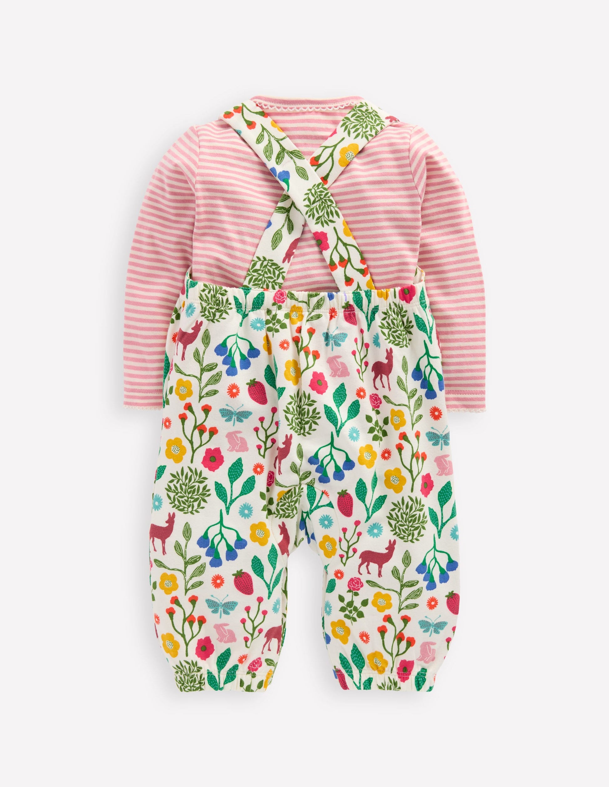 Jersey Dungaree Set-Ivory Woodland Walk-2