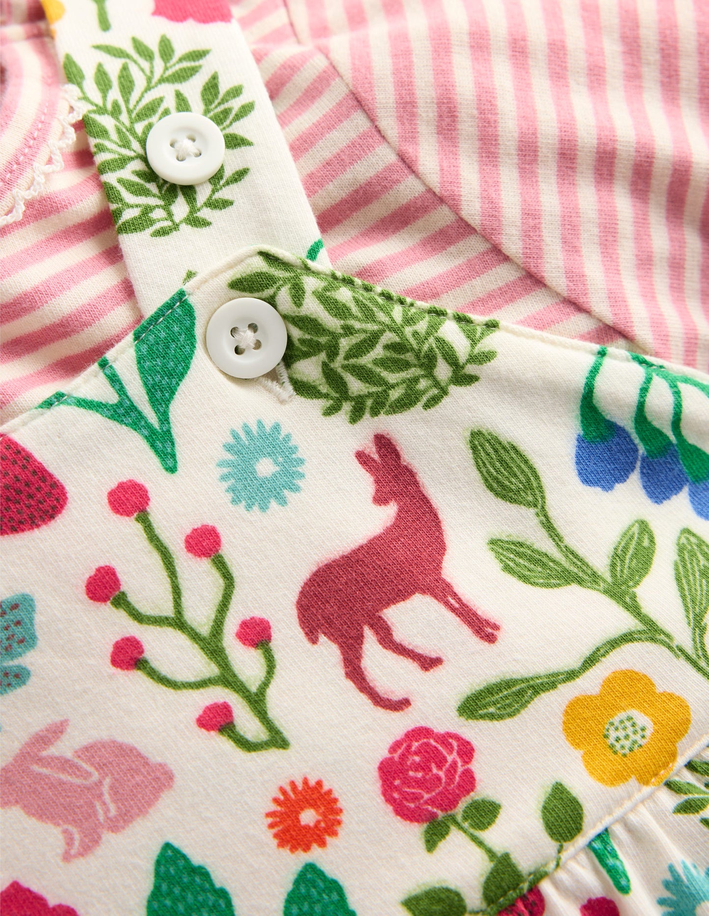 Jersey Dungaree Set-Ivory Woodland Walk