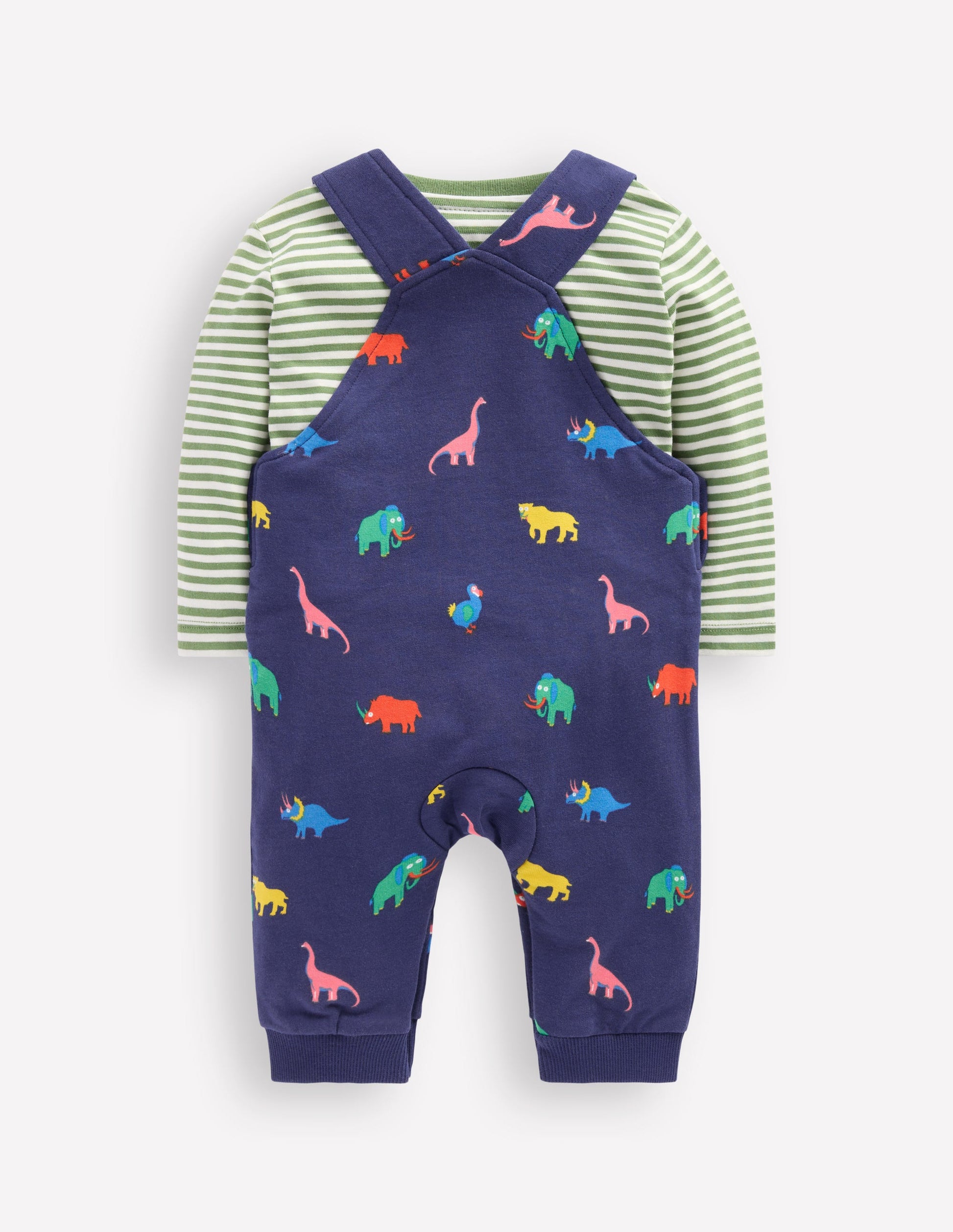 Printed Jersey Dungaree Set-Multi Prehistoric Animals-2