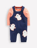 Jersey Dungarees Set-Navy Blue Ghosts