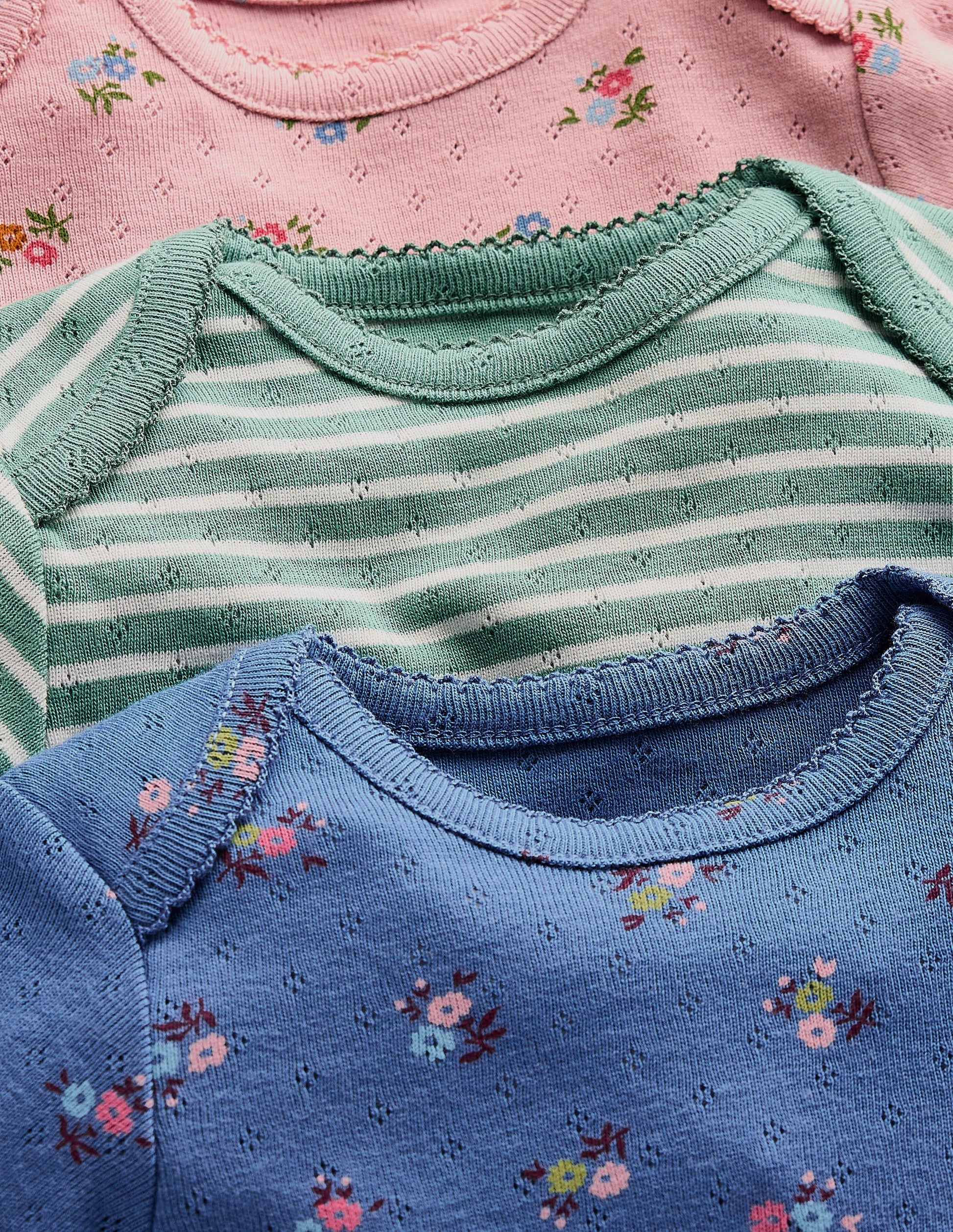 3-pack Pointelle Bodies-Pink/Blue Ditsy Floral-3