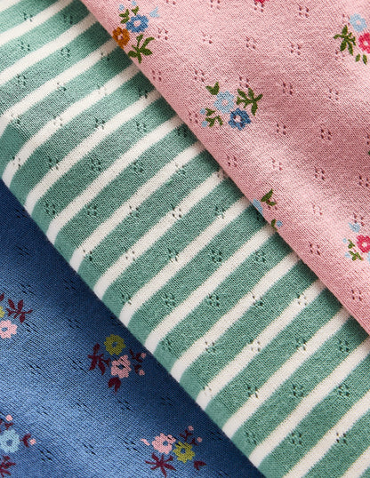 Pointelle 3-pack Leggings-Pink/Blue Ditsy Floral-2