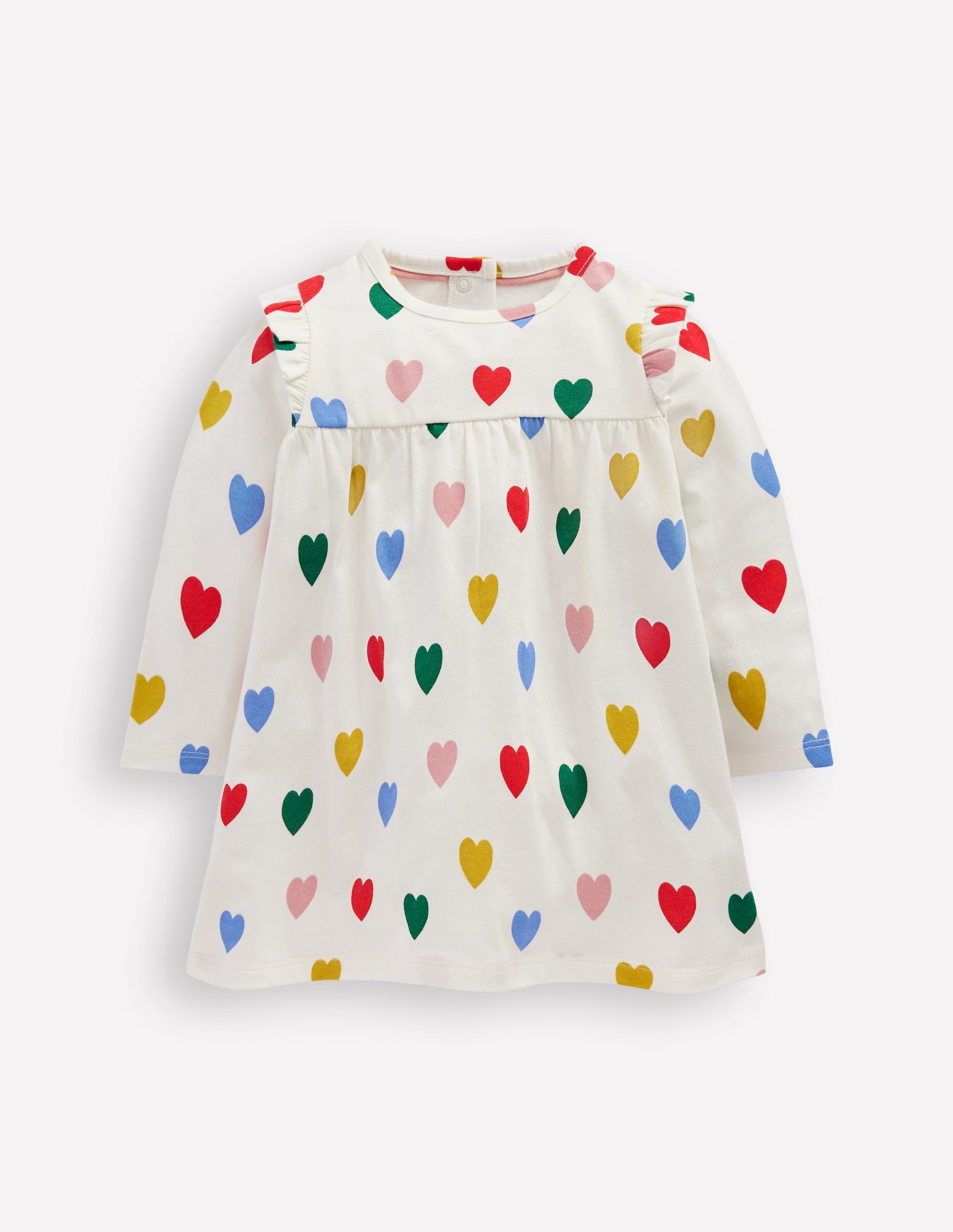 Printed Jersey Dress-Rainbow Hearts-1