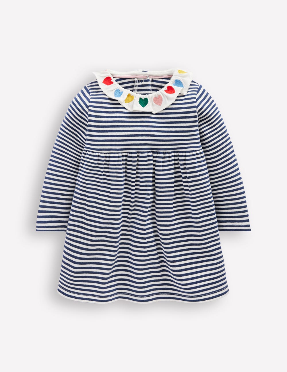 Embroidered Jersey Dress-Starboard Blue Ivory Stripe - Image 1