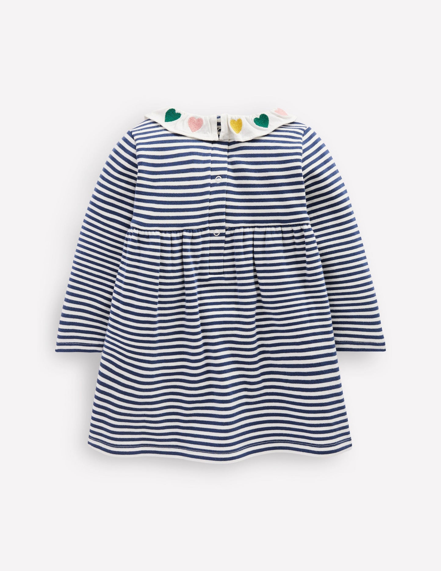 Embroidered Jersey Dress-Starboard Blue Ivory Stripe