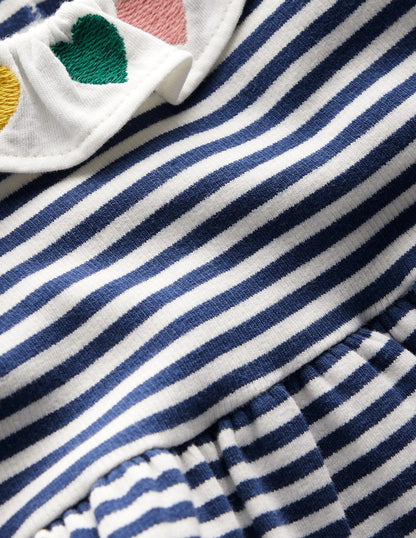 Embroidered Jersey Dress-Starboard Blue Ivory Stripe-3