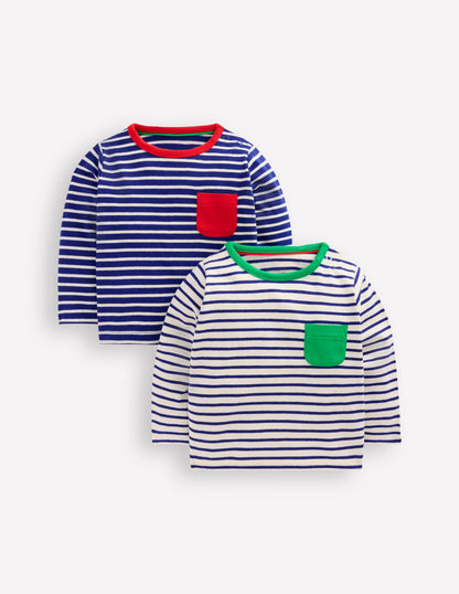 Twin Pack T-shirt-Blue/White Stripe-1
