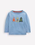 Long Sleeve Appliqué T-shirt-Blue Rockets