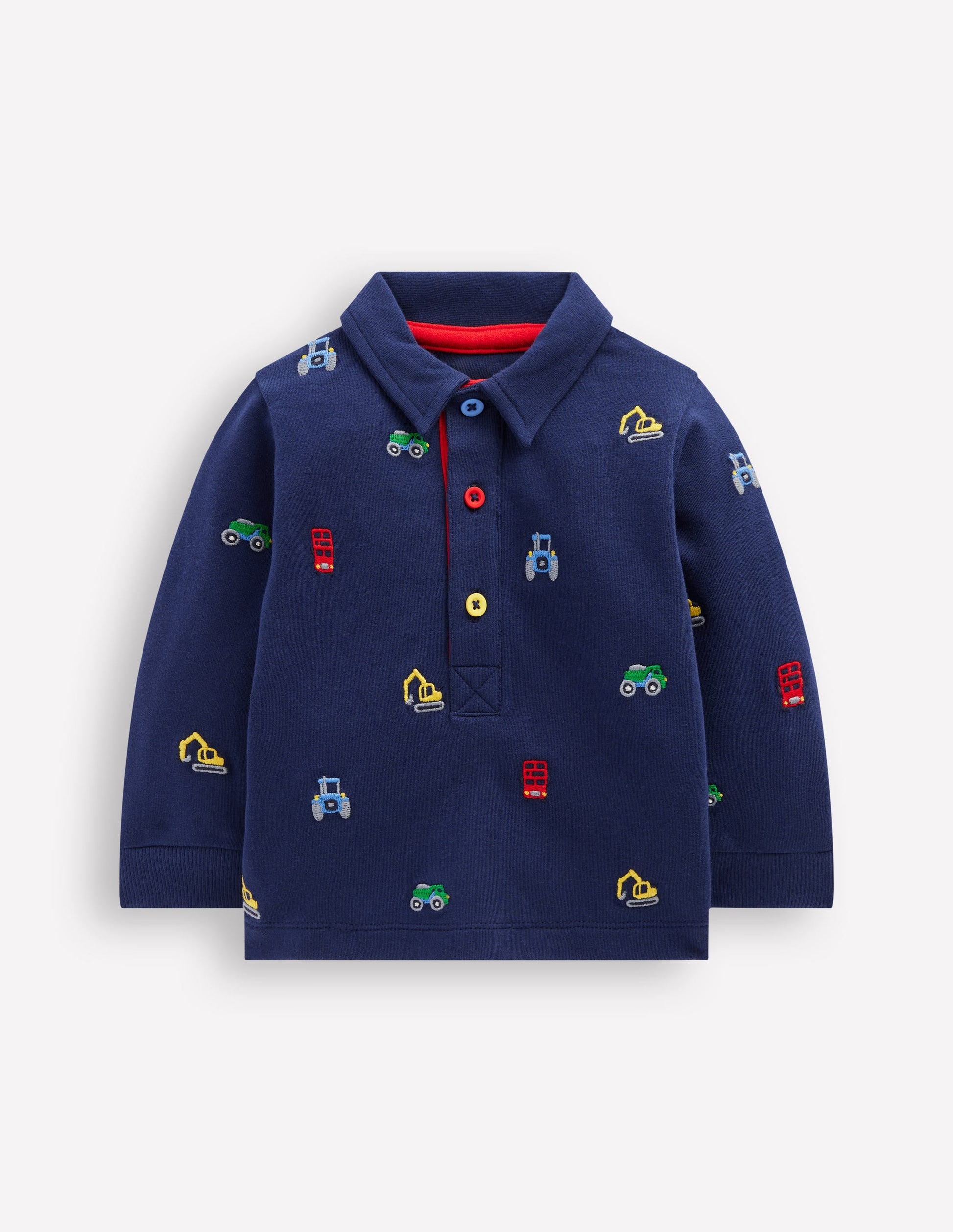 Jersey Sweat Rugby Shirt-Blue Transport Embroidery-1