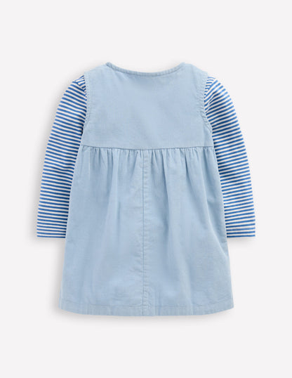 Woven Pinny Dress Set-Glacier Blue Hearts-2