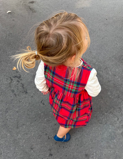 Woven Pinny Dress Set-Red Check-4