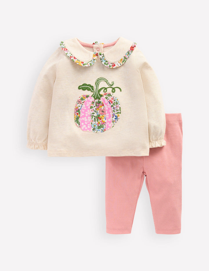 Collared Jersey Set-Oatmeal Marl