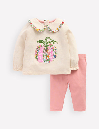 Collared Jersey Set-Oatmeal Marl-1