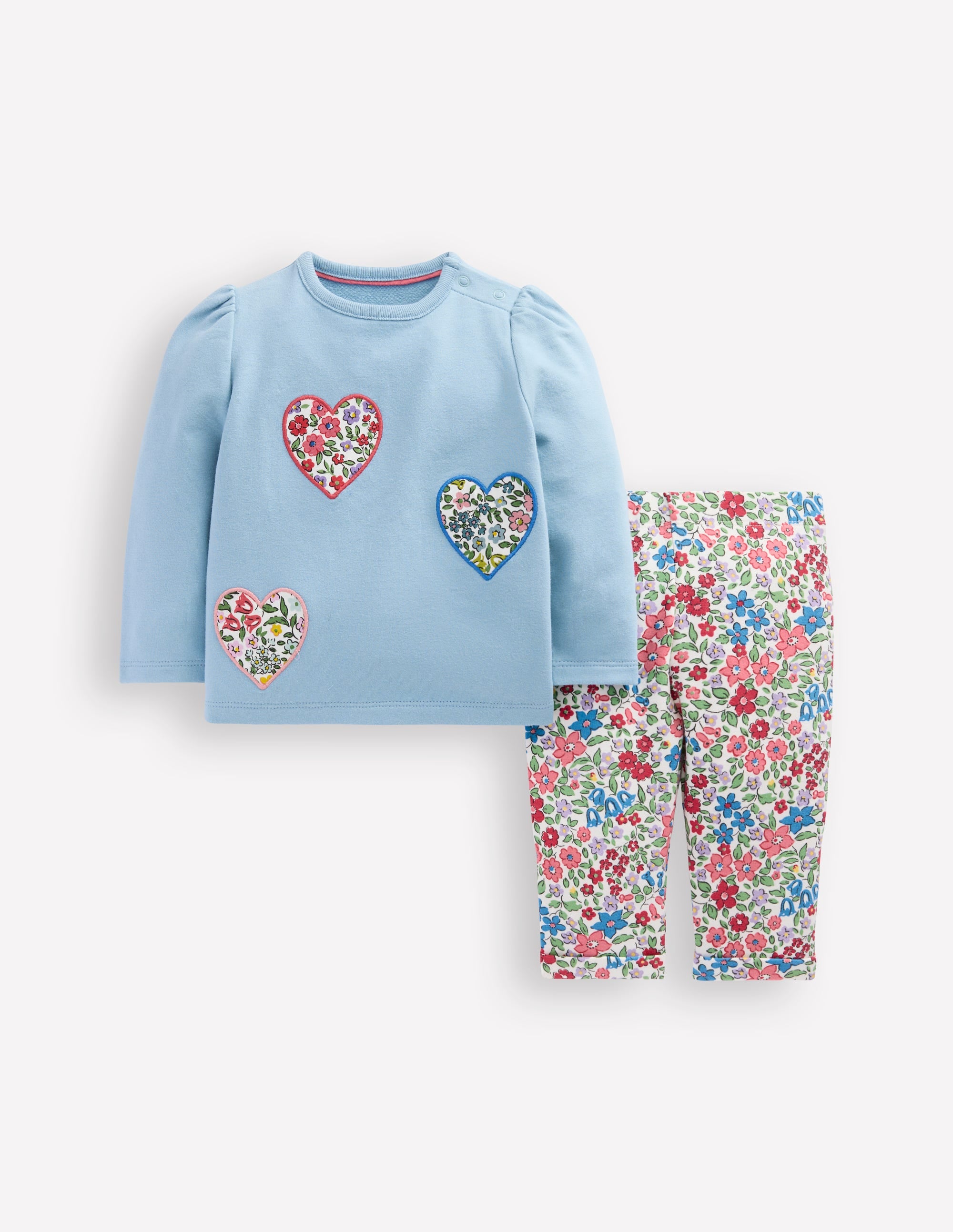 Appliqué Jersey Play Set-Blue Floral Hearts - Image 1