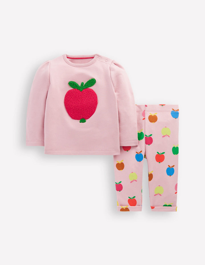 Appliqué Jersey Play Set-Vintage Pink Small Apples