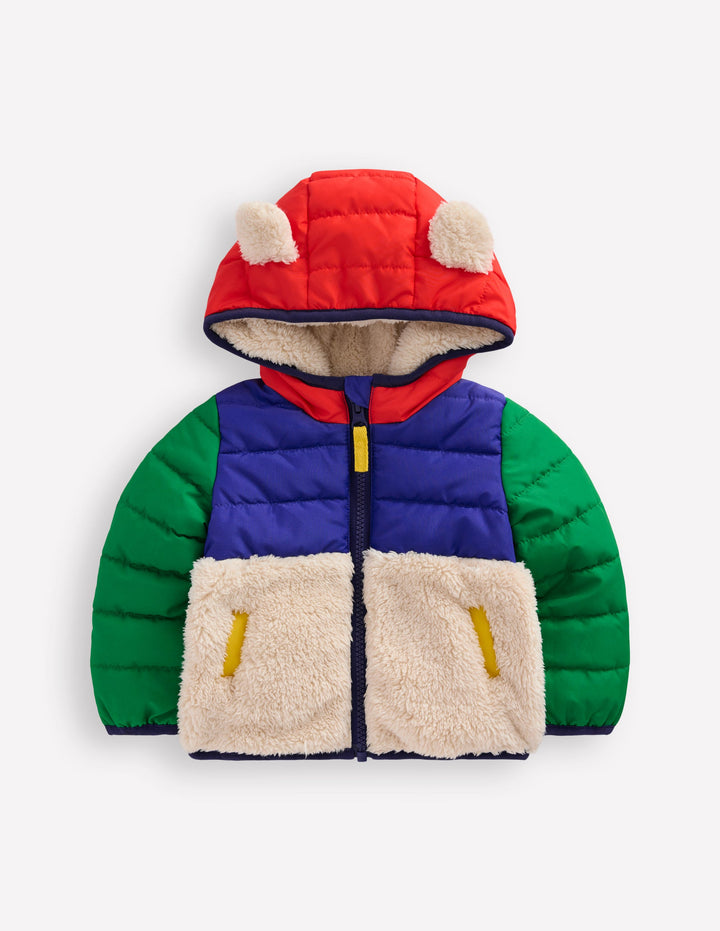 Boys Mixed Borg Jacket-Multi Colour Block