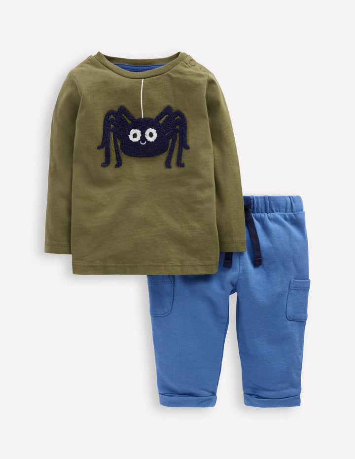 Appliqué Jersey Play Set-Green Spider