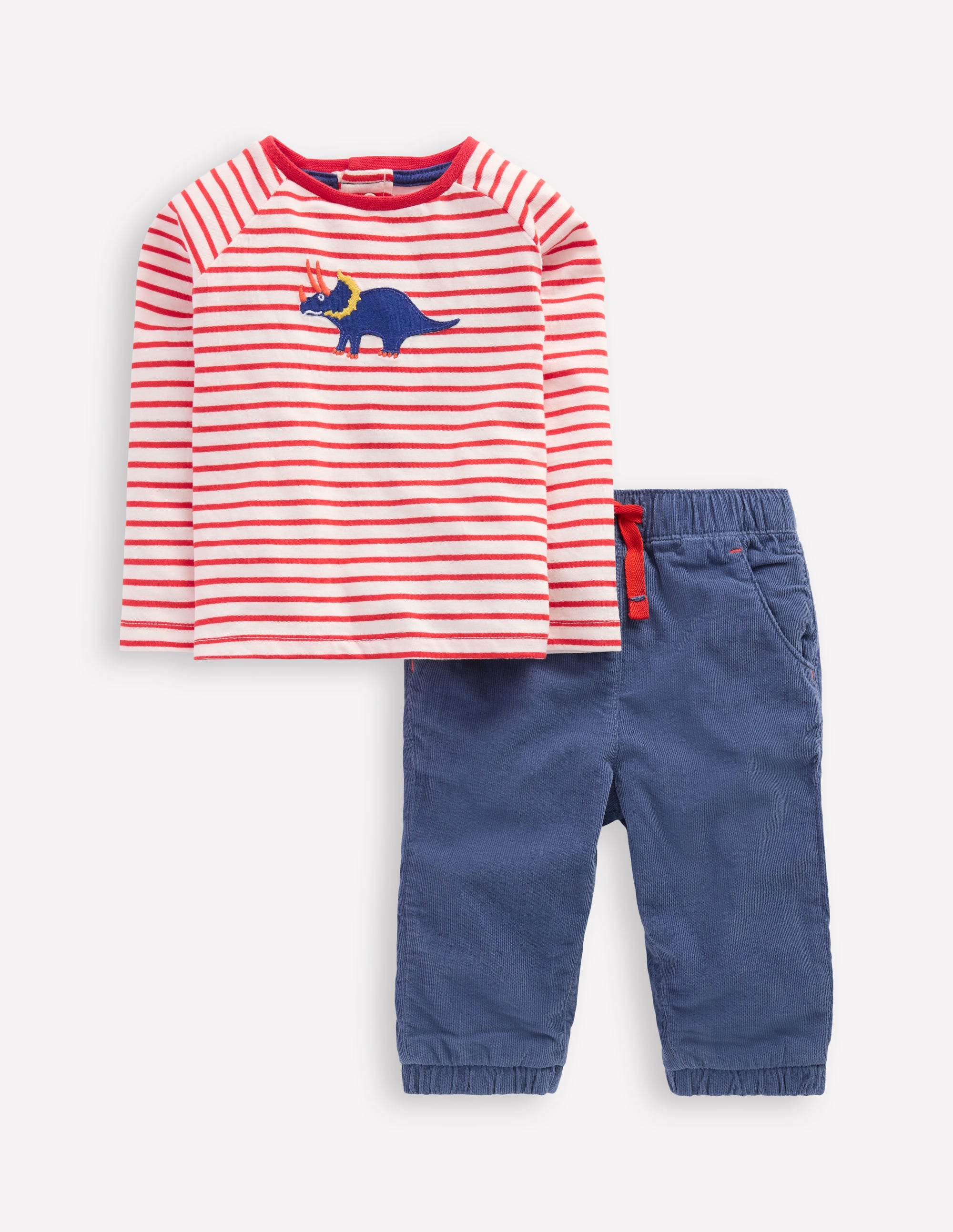 Woven & Jersey Play Set-Red Dino Stripe - Image 1