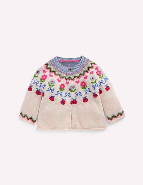 Edie Fair Isle Cardigan-Ecru Marl Flowers-1