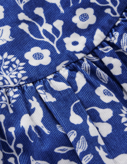 Yoke Detail Woven Dress-Blue Woodland Walk-3