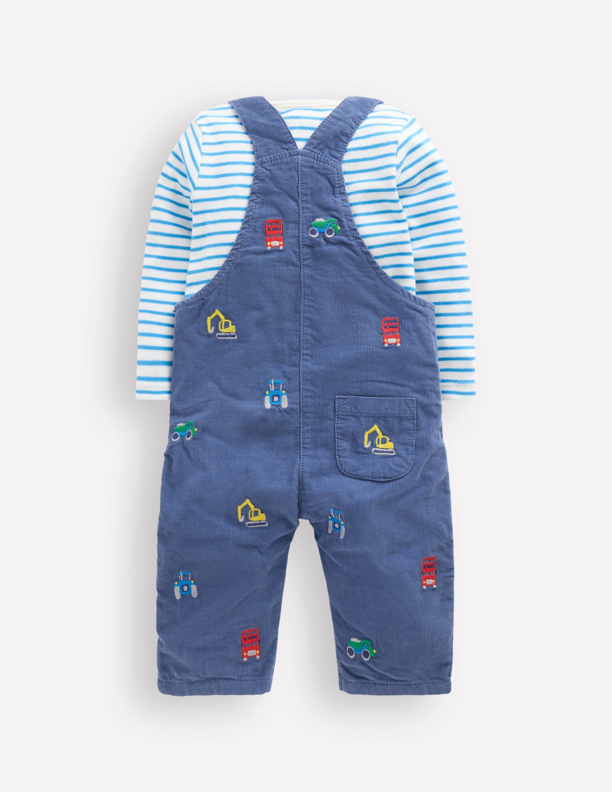 Novelty Cord Dungarees Set-Blue Transport-2