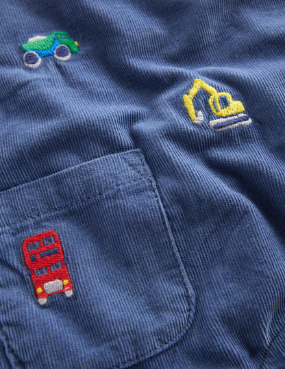 Novelty Cord Dungarees Set-Blue Transport-3