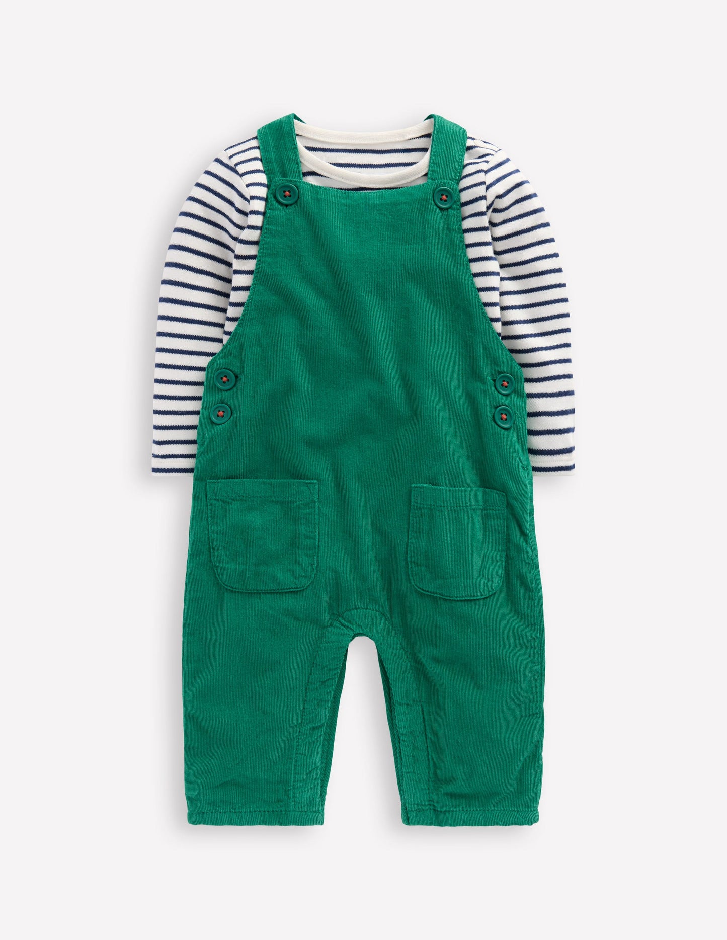 Novelty Cord Dungarees Set-Jewel Green