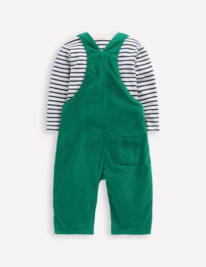 Novelty Cord Dungarees Set-Jewel Green-2