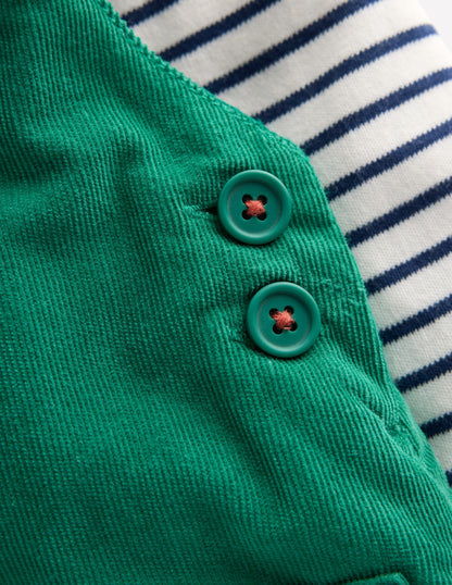 Novelty Cord Dungarees Set-Jewel Green-3