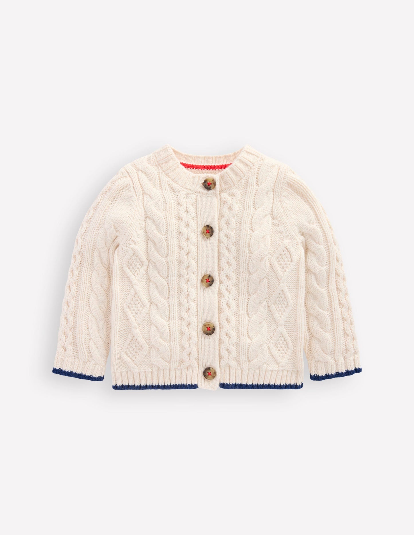 Heritage Cable Cardigan-Ecru Marl