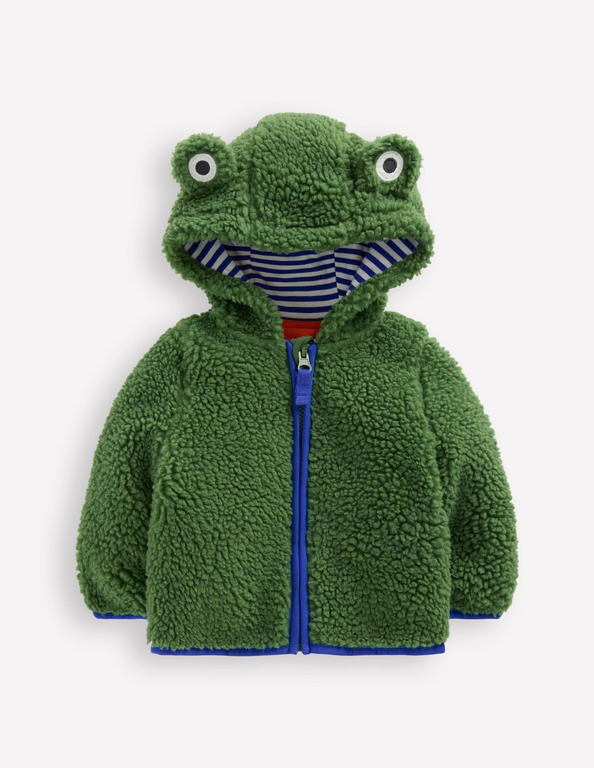Novelty Cosy Borg Jacket-Broccoli Green Frog - Image 1