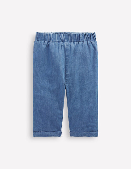 Cosy Lined Trousers-Blue Chambray-1