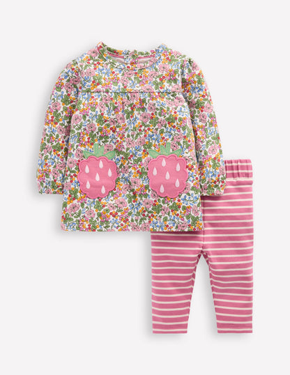Applique Jersey Tunic Set-Multi Berry Floral-1