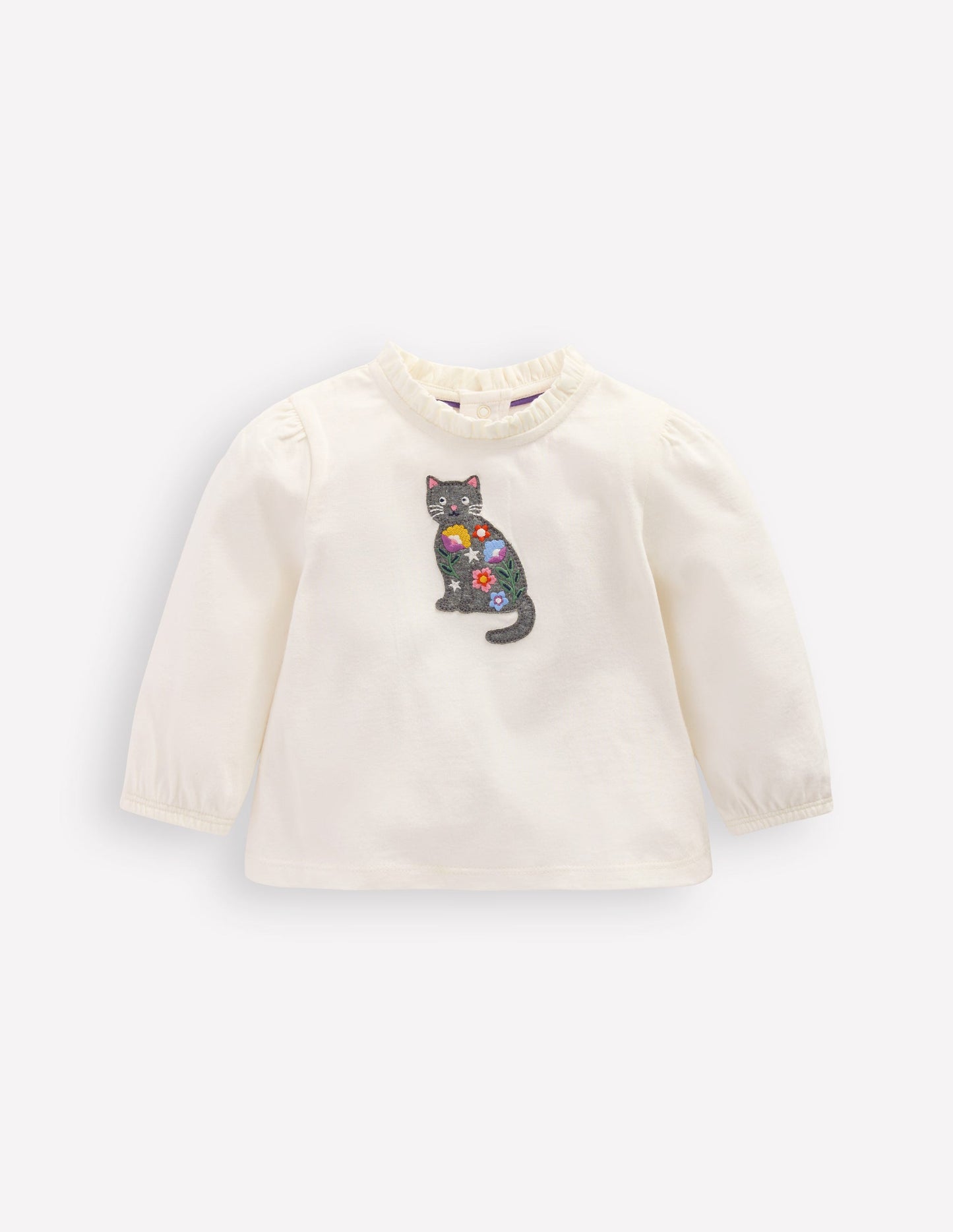 Appliqué T-shirt-Soft Ivory Cat