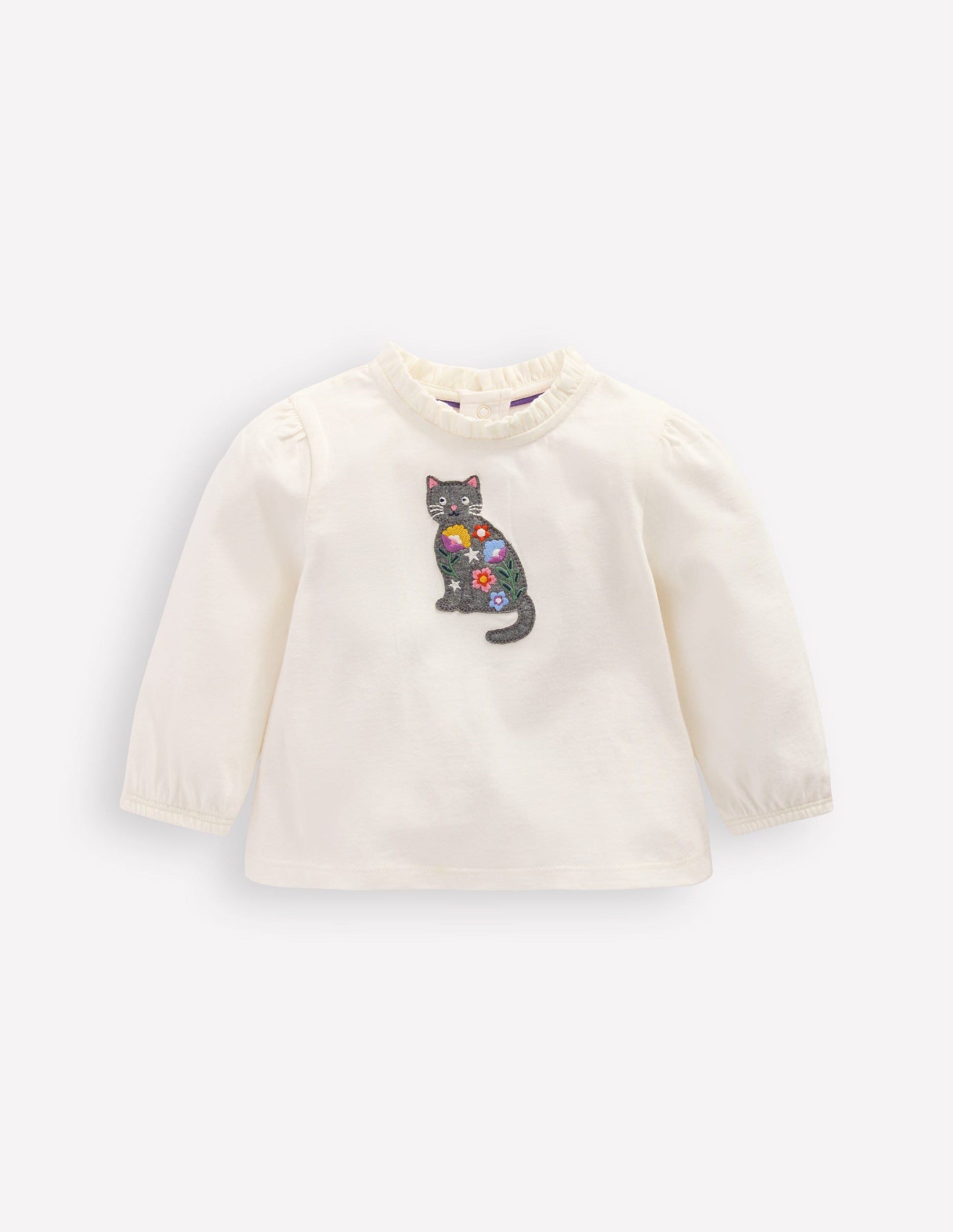 Appliqué T-shirt-Soft Ivory Cat-1