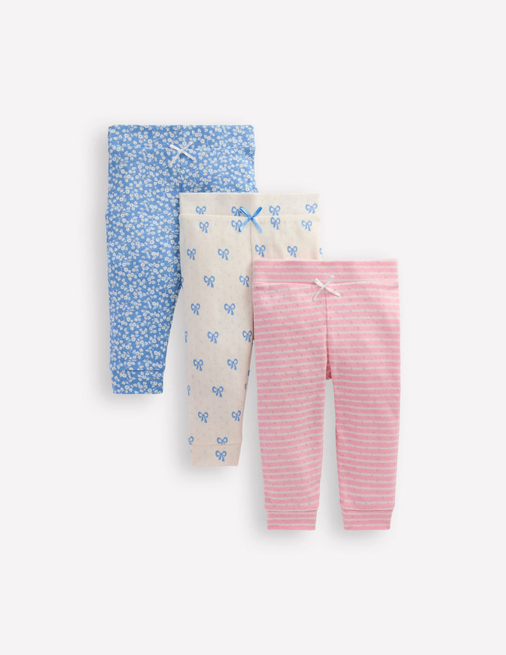 Pointelle 3-pack Leggings-Ditsy / Bows