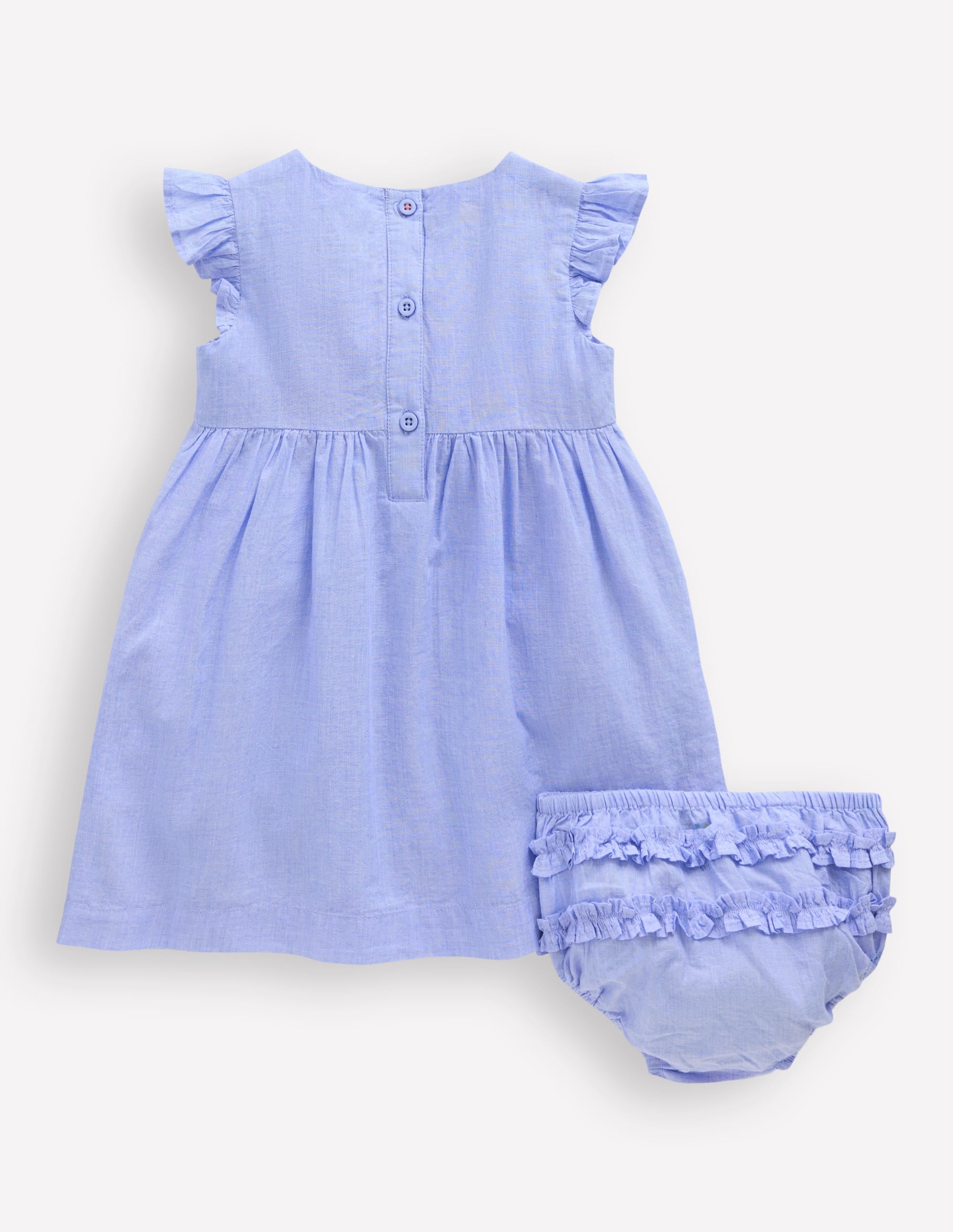 Woven Frill Dress-Blue Patchwork Flower - Image 5