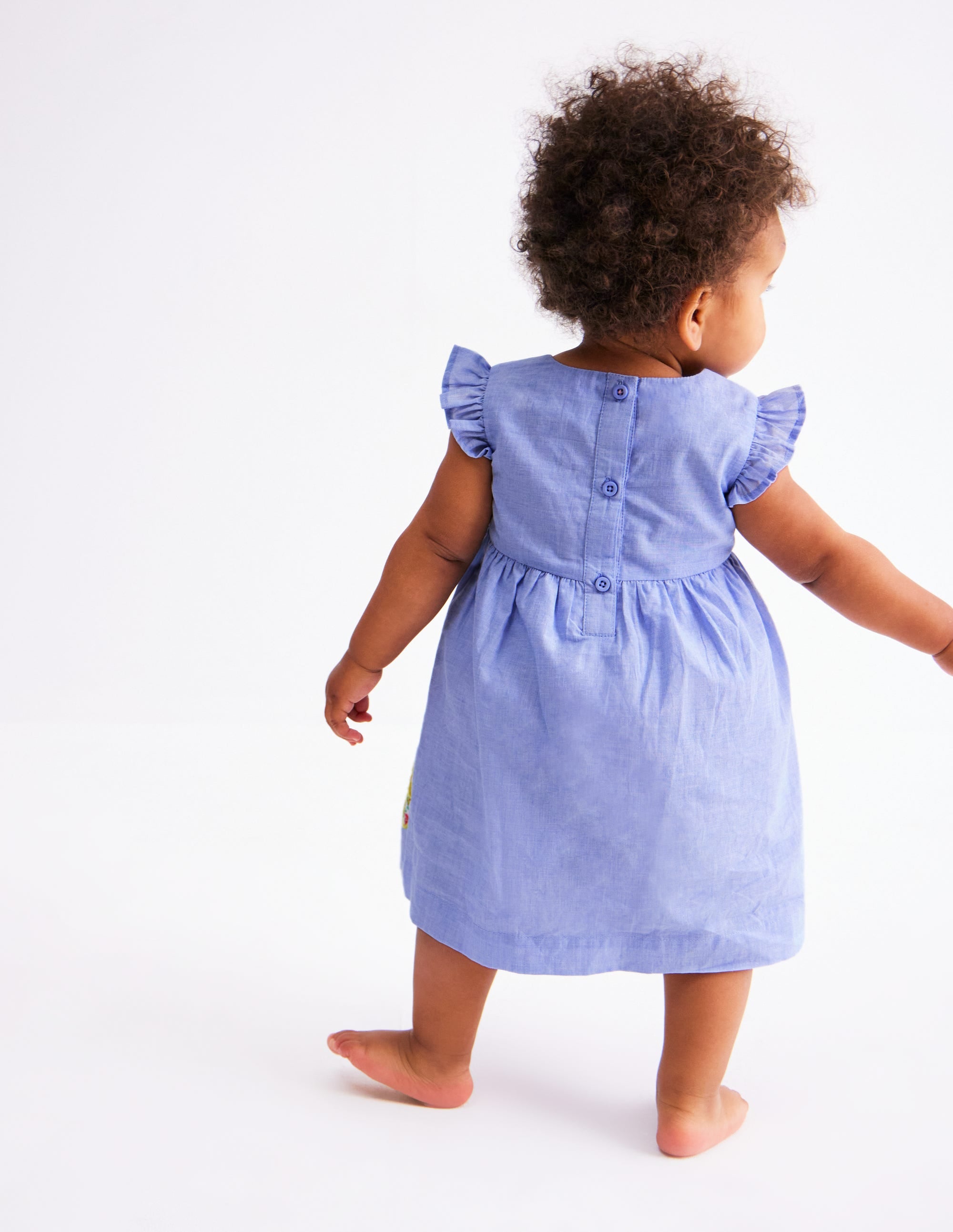 Woven Frill Dress-Blue Patchwork Flower - Image 3