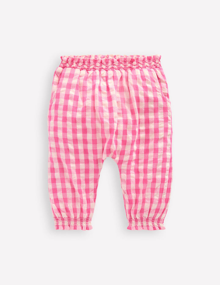 Woven Trousers-Pink Rose Gingham