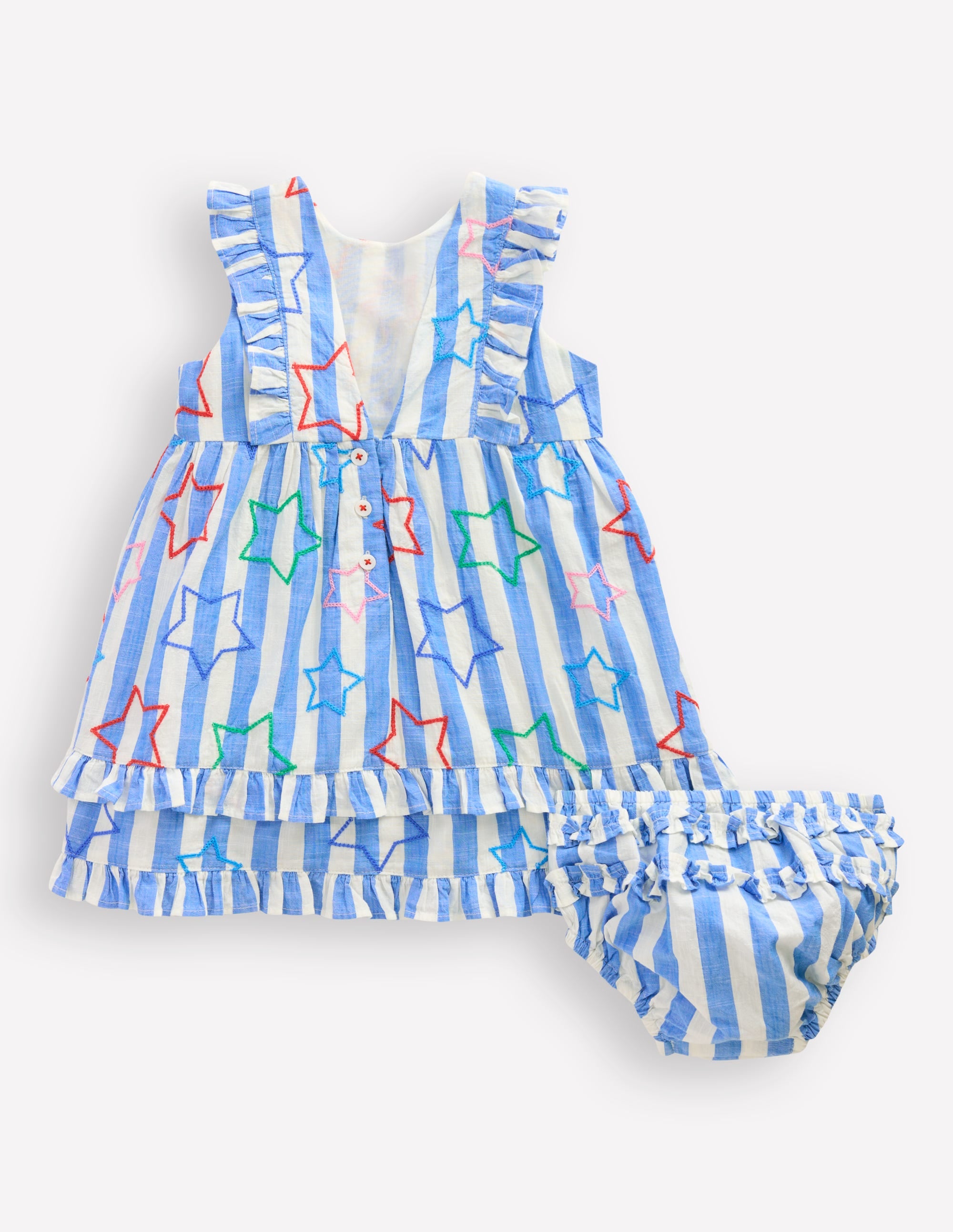 Frilly Pinny Dress-Peacock Plume Blue Star - Image 6