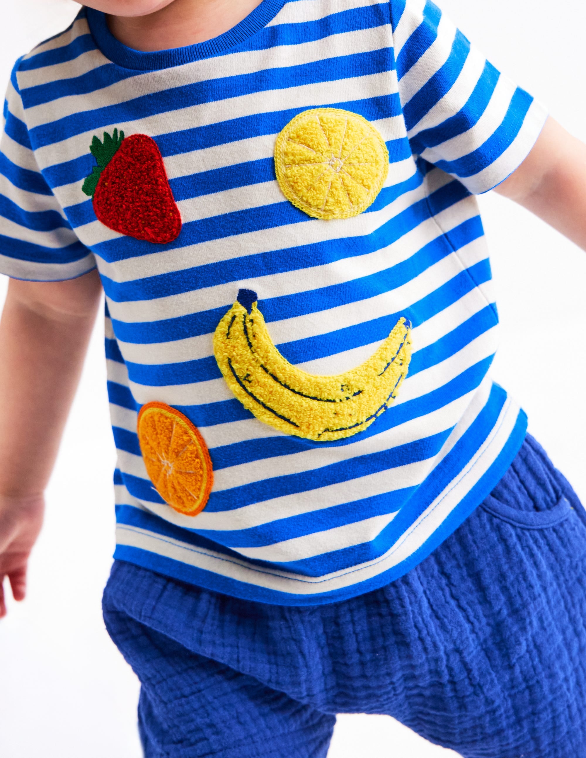 Logo Interest T-Shirt-Blue Stripe Fruit - Image 2