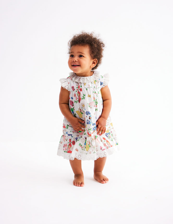 Broderie Ruffle Dress-Coconut Milk Fairies