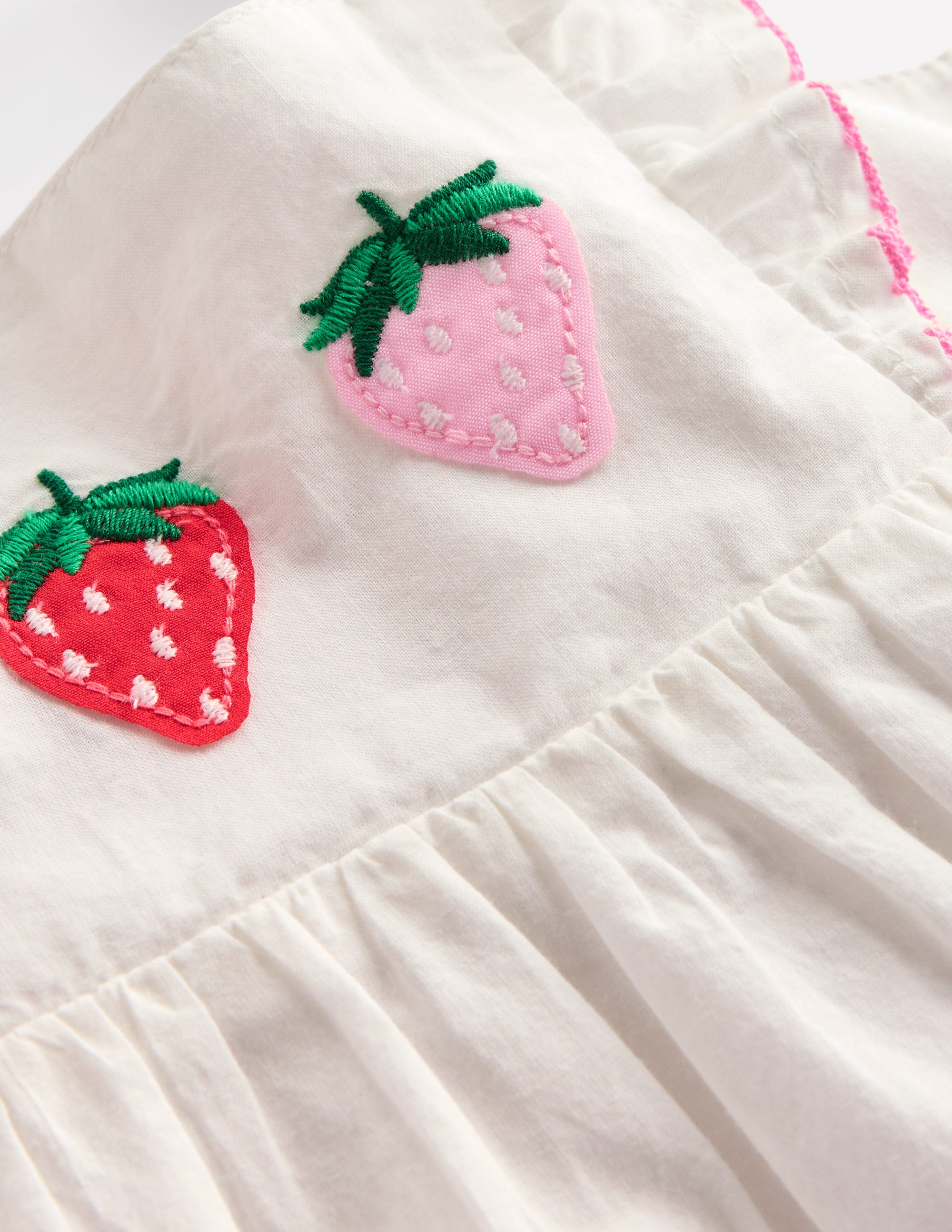 Appliqué Ruffle Dress-Soft Ivory Fruit - Image 6