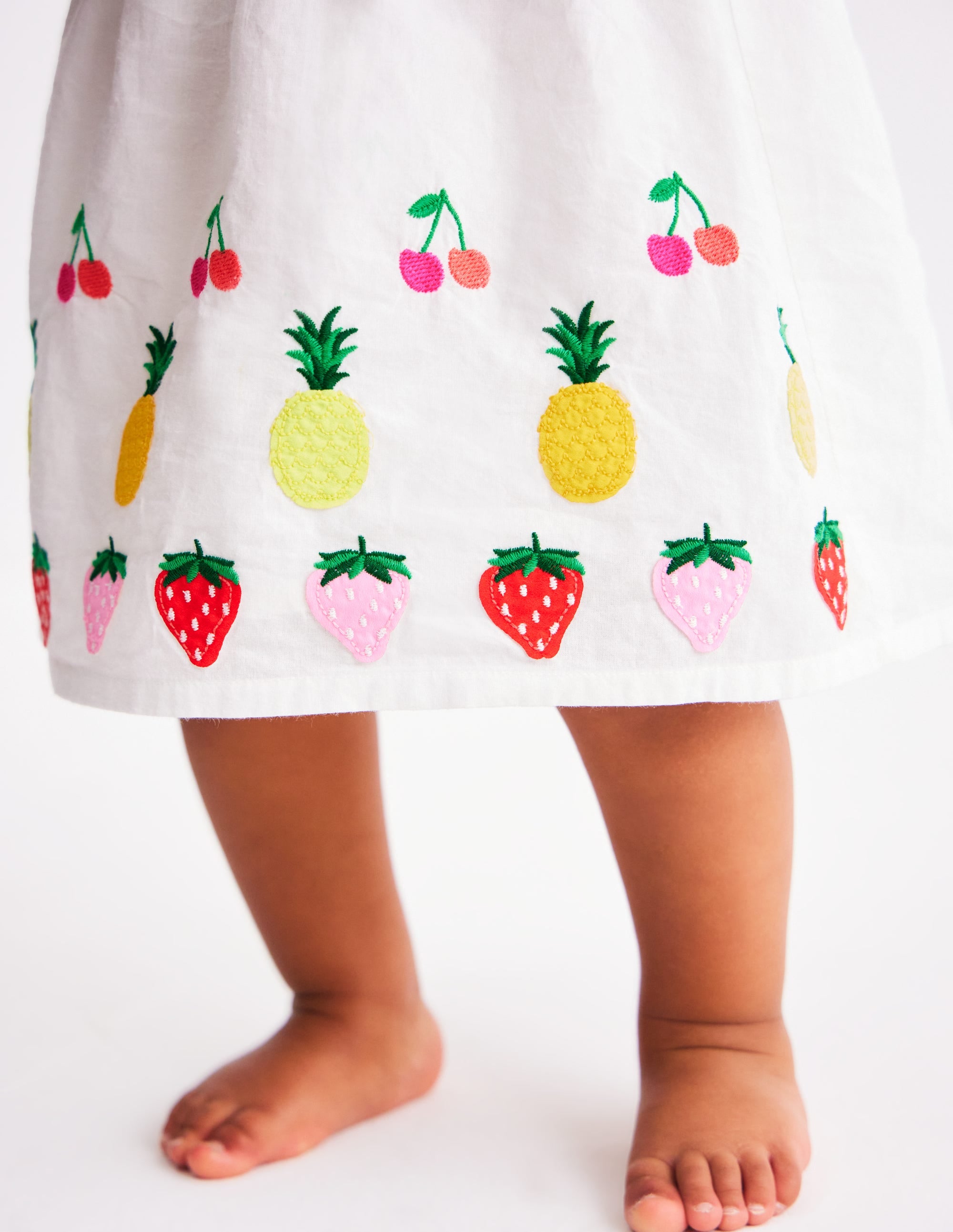 Appliqué Ruffle Dress-Soft Ivory Fruit - Image 2