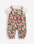 Short Sleeve Dungaree Set-Strawberry Patch