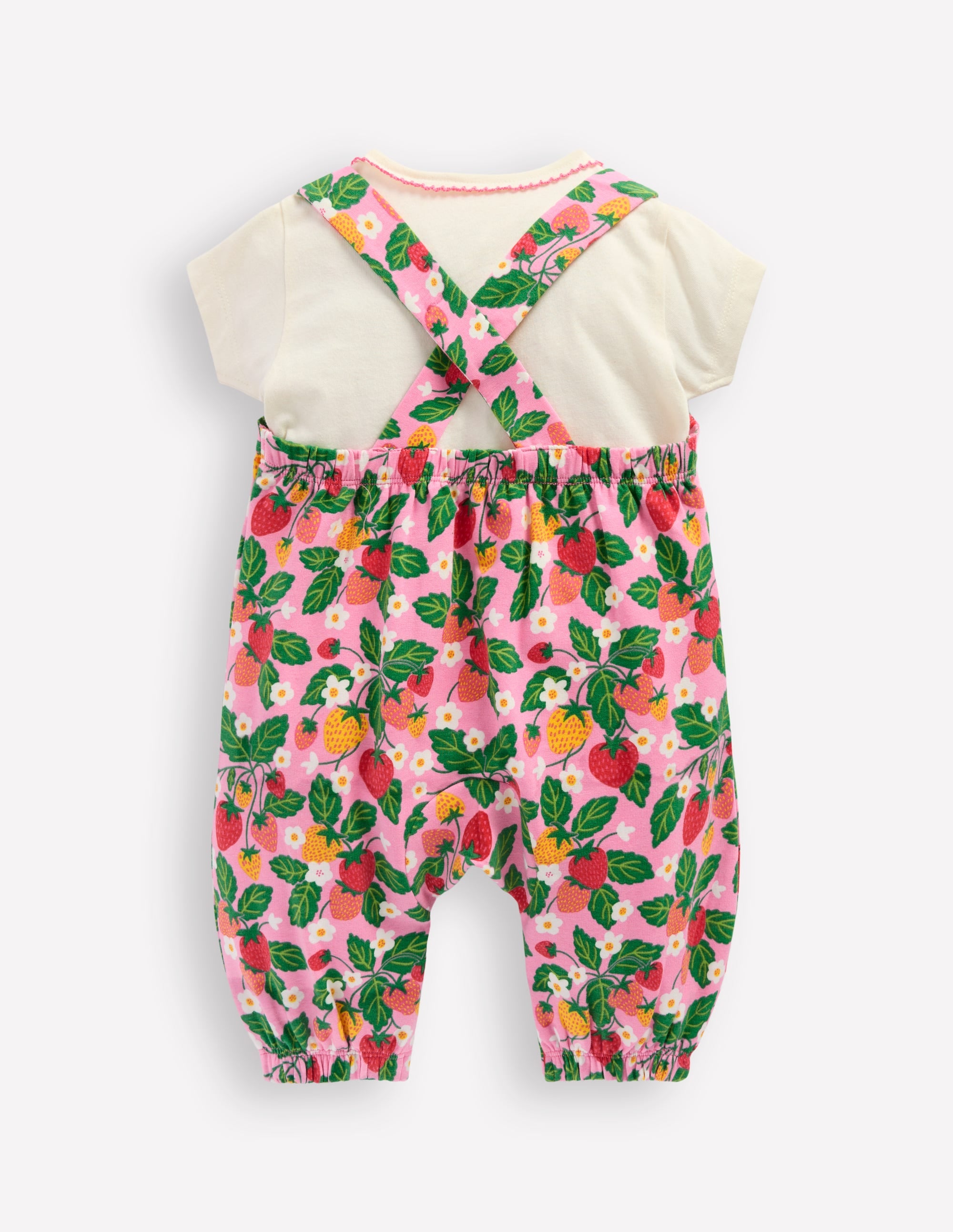 Short Sleeve Dungaree Set-Strawberry Patch - Image 2
