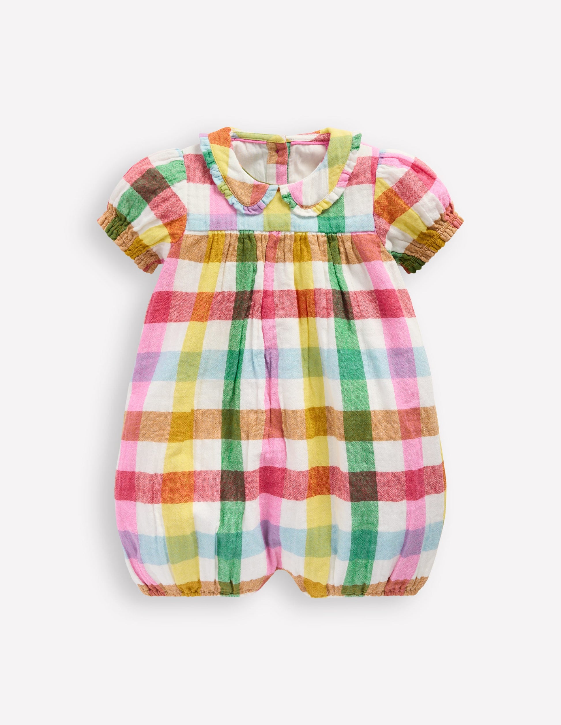 Double Cloth Romper-Multi Check-1