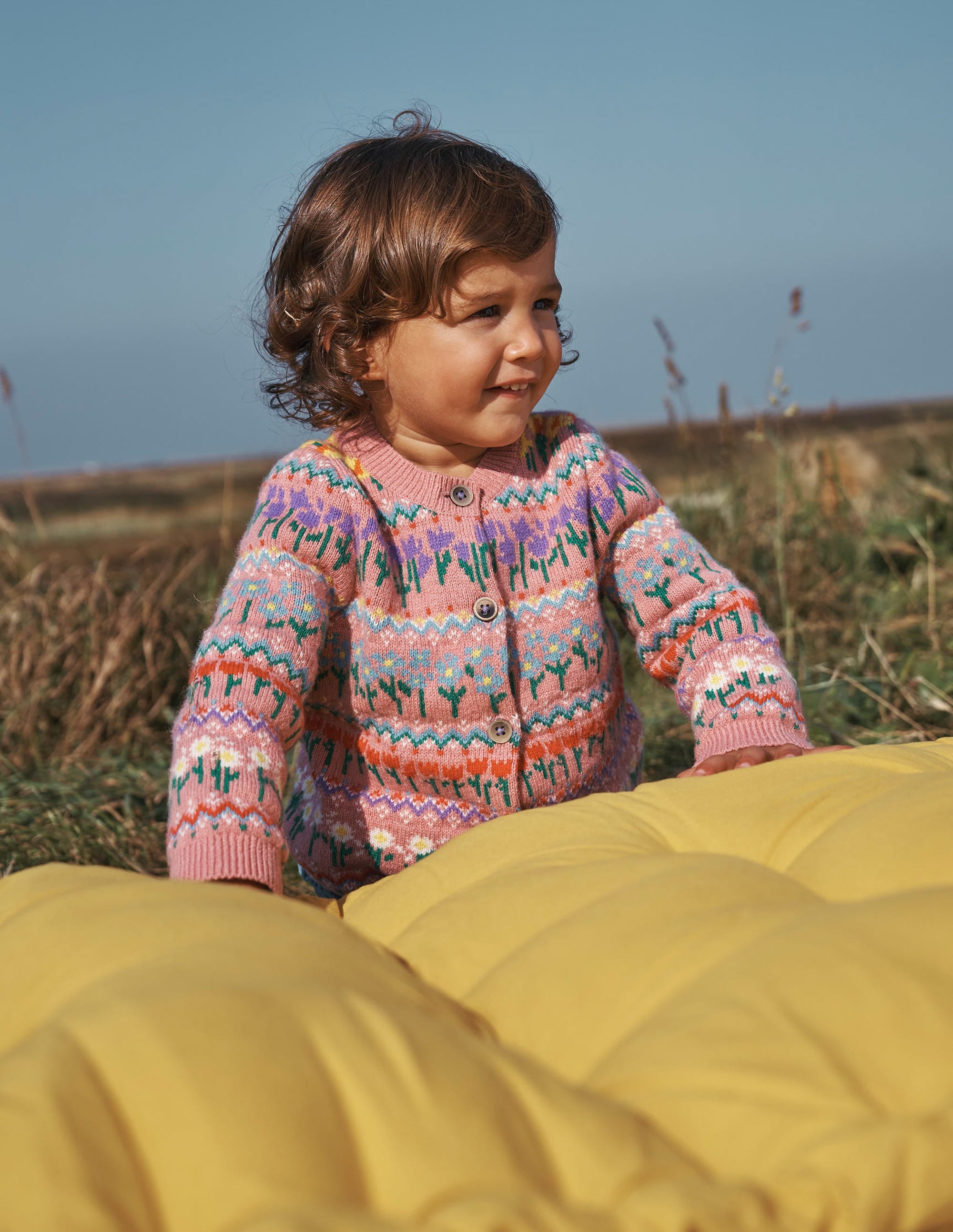 Edie Fair Isle Cardigan-Bubblegum Pink Flowers - Image 4