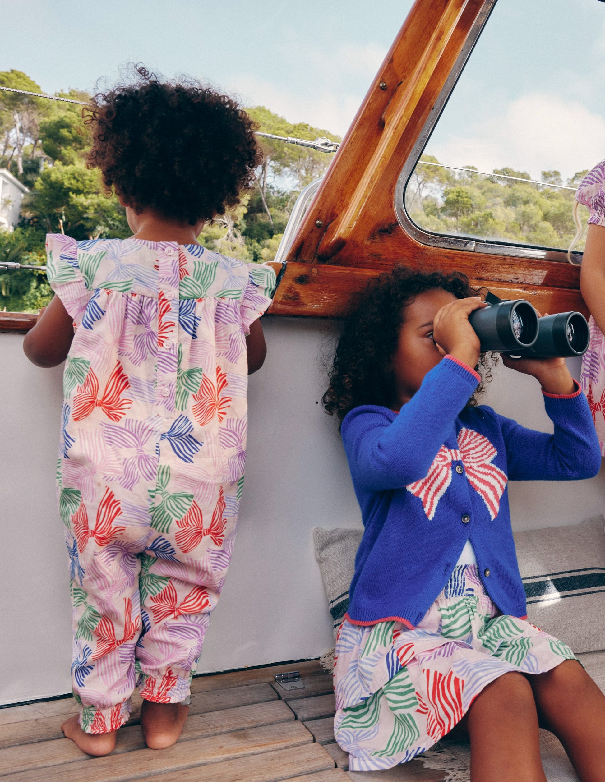 Ruffle Sleeve Romper-French Pink Bows Boden UK - Main Image